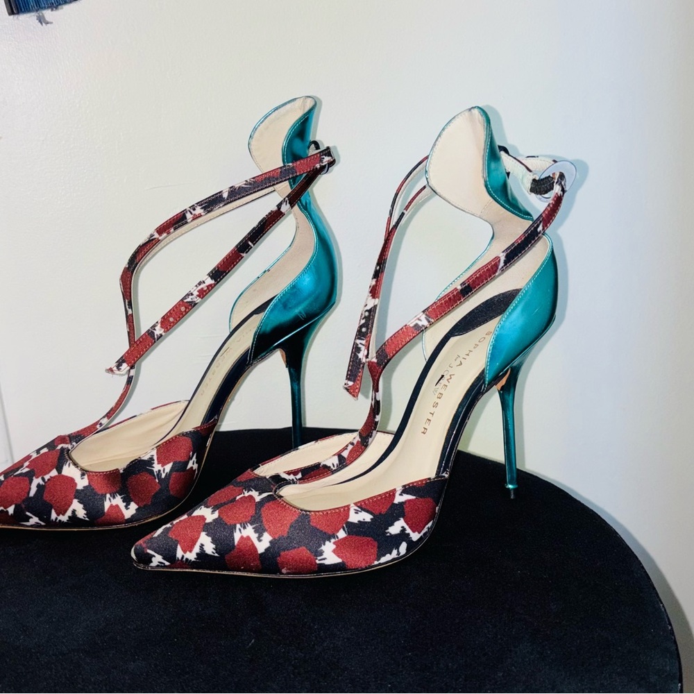 J. Crew Red and Teal Strappy Heels